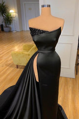 Amazing Long Black Sleeveless Graduation Dresses Prom Dresses With Split Online
