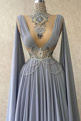 Fabulous High Neck Sleeveless Long 100D-chiffen prom Dresses With beads