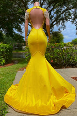 Mermaid Jewel Beading Applique Floor-length Sleeveless Open Back Prom Dress