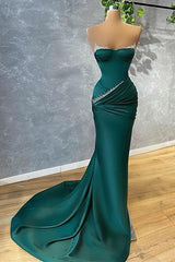 Mermaid Strapless Floor-length Sleeveless Open Back Prom Dress