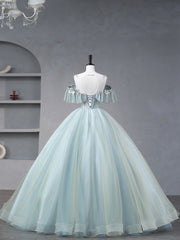 Beautiful Tulle Sequins Long Formal Dresses, A-Line Evening Dresses