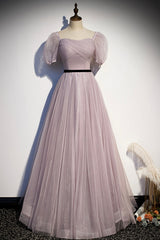 A-Line Tulle Long Prom Dresses, Simple Evening Dresses