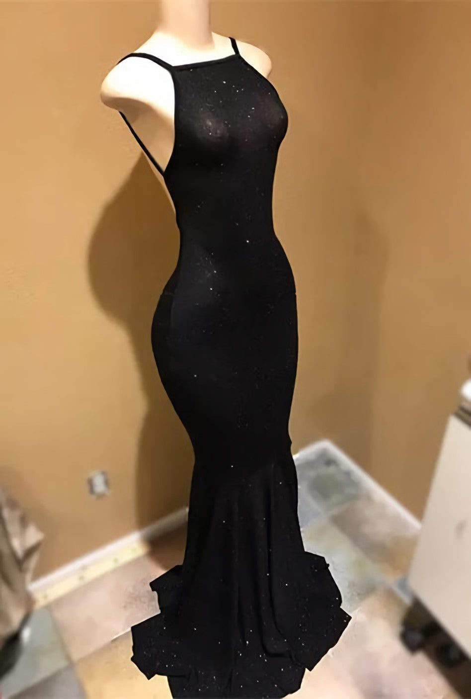2024 Black Mermaid Backless Halter Long Prom Dresses