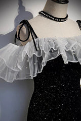 Black Velvet Long Prom Dresses, Mermaid Evening Dresses