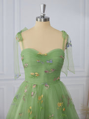A-line Lace Straps Flower Short/Mini Dress