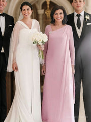 A-Line/Princess Bateau Floor-Length Chiffon Mother of the Bride Dresses