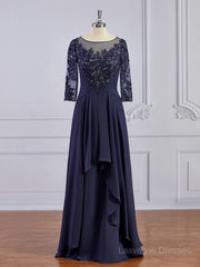 A-Line/Princess Bateau Floor-Length Chiffon Mother of the Bride Dresses With Appliques Lace