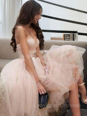 A-Line/Princess Sweetheart Tea-Length Tulle Homecoming Dresses With Belt/Sash