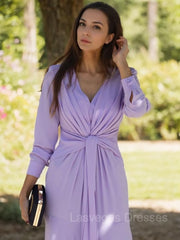 A-Line/Princess V-neck Ankle-Length Jersey Mother of the Bride Dresses With Ruffles