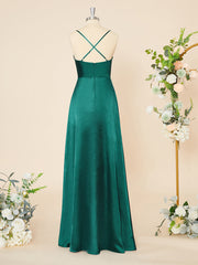 A-line Silk Like Satin Spaghetti Straps Floor-Length Dress