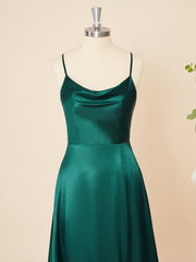 A-line Silk Like Satin Spaghetti Straps Floor-Length Dress