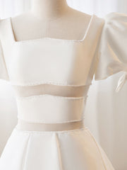 A-Line Square Neckline Ivory Short Prom Dress, Cute  lvory Homecoming Dress