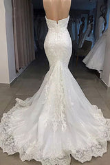 Amazing Sweetheart Mermaid White Wedding Dress Off the shoulder Lace Bridal Gowns Online