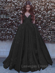 Ball Gown Off-the-Shoulder Sweep Train Tulle Prom Dresses With Pockets