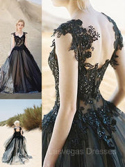 Ball Gown Sweetheart Sweep Train Tulle Evening Dresses With Appliques Lace