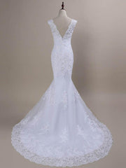 Beaded Lace Backless Mermaid  Wedding Dresses