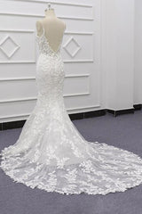Best Spaghetti Strap Appliques Mermaid Wedding Dress