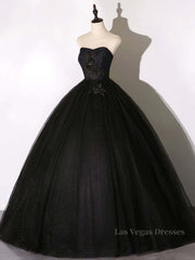 Black Long Prom Dresses, Black Lace Formal Evening Dress