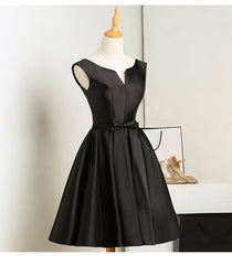 Black Short V-neckline Knee Length Party Dress, Black Homecoming Dress Prom Dress