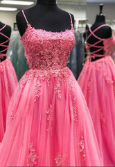 A-Line Lace Backless Prom Dresses, Long Formal Graduation Dresses