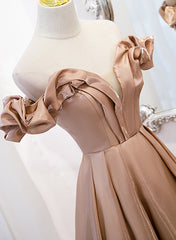 Champagne Satin Long Party Dress Prom Dress, A-line Simple Formal Dress