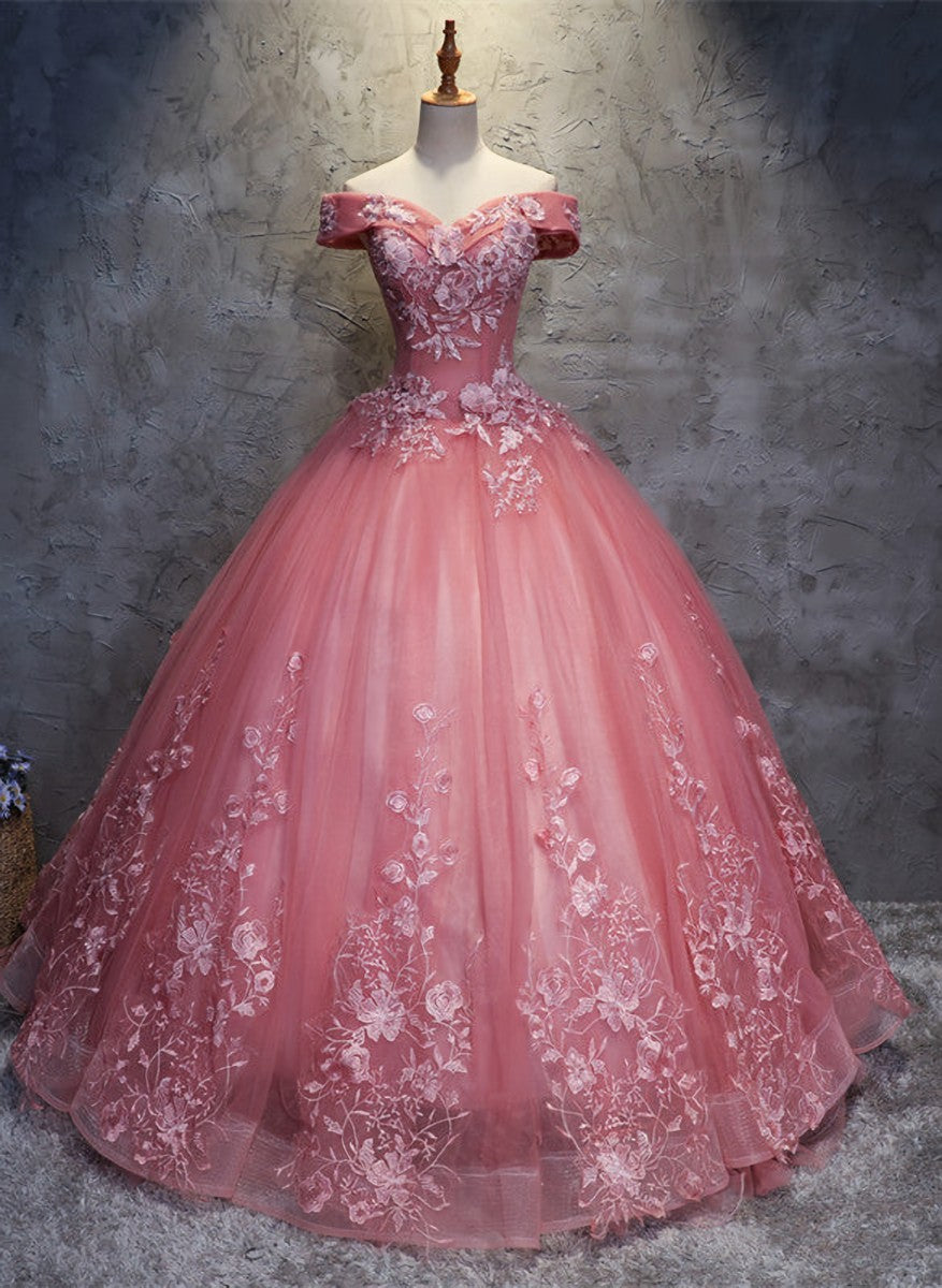 Charming Ball Gown Off-The-Shoulder Tulle Sweet 16 Dress, Quinceanera Dress