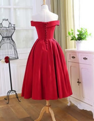 Charming Satin Red Off The Shoulder Homecoming Dress, Party Dress