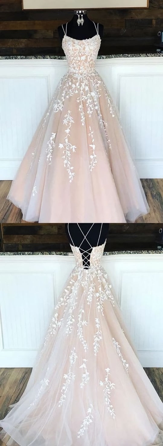 Custom made tulle lace long prom dress, evening dress