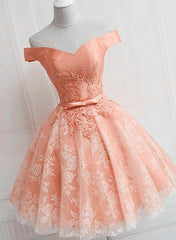 Cute Lovely Off Shoulder Tulle with Lace Party Dress, Prom Dress