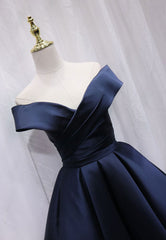 A-Line Satin Off the Shoulder Short Prom Dress, Mini Evening Party Dress