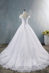 Elegant Appliques Lace Tulle A-line Wedding Dress