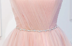 Elegant Short Pink Tulle Prom Dresses, Short Pink Tulle Formal Homecoming Dresses