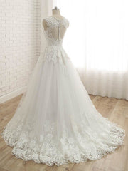Elegant V-Neck Lace Ball Gown Wedding Dresses