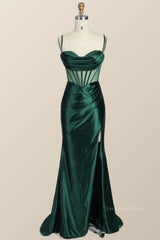 Emerald Green Mermaid Satin Long Formal Dress