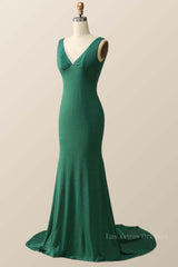 Empire Green Beaded Mermaid Long Formal Dress