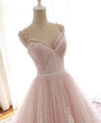 Glam Pink Tulle Sweetheart Straps Princess Formal Dress, Pink Party Dress