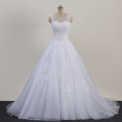 Glam White Tulle Puffy Ball Gown Prom Dress, Sweetheart 16 Gown
