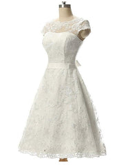 Glamorous Cap Sleeves Covered Button Ribbon Wedding Dresses