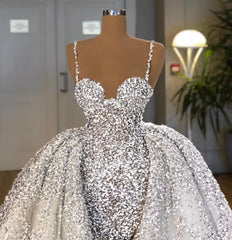 Glitter Mermaid Ball Gown Spaghetti Sequins Tulle party Gown