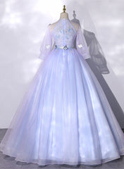 Lavender Ball Gown Tulle High Neckline Sweet 16 Dresses, Lavender Formal Dress