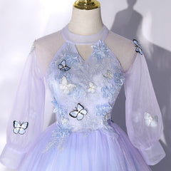 Lavender Ball Gown Tulle High Neckline Sweet 16 Dresses, Lavender Formal Dress