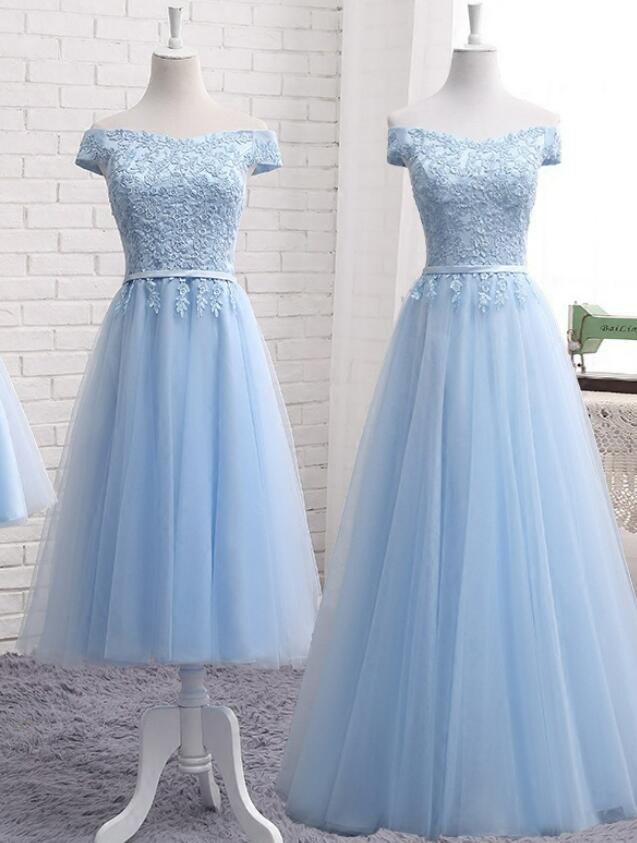 Light Blue Party Dress, Charming Blue Bridesmaid Dress , Party Dress
