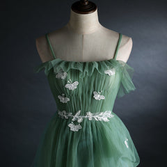 Light Green Gradient Straps Long A-line Prom Dress, Evening Dress Party Dresses