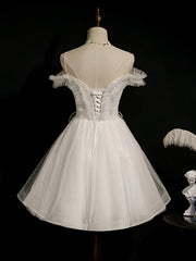 Lovely Ivory Sweetheart Beaded Tullle Homecoming Dress Party Dress, Short Prom Dresss