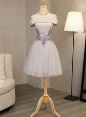 Lovely Light Grey Homecoming Dress , Tulle Short Party Dress