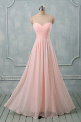 Lovely Light Pink Sweetheart Long Bridesmaid Dress, Long Prom Dress