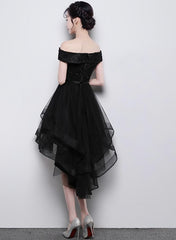 Lovely Simple Black High Low New Homecoming Dress , Party Dresses