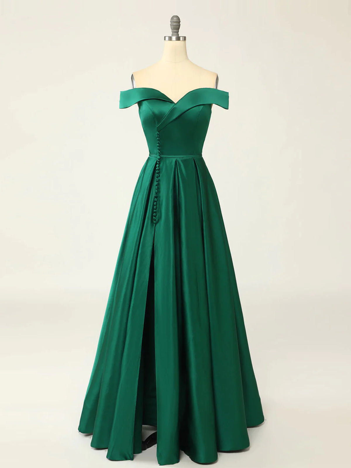 Off the Shoulder Green Long Prom Dresses, Off Shoulder Green Long Formal Evening Dresses