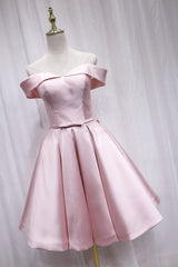 Pink Off Shoulder Bridesmaid Dress, Lovely Party Dress