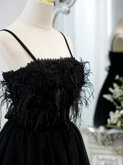 Short Back Prom Dress with Corset Back, Little Black Formal Homecoming Dresses